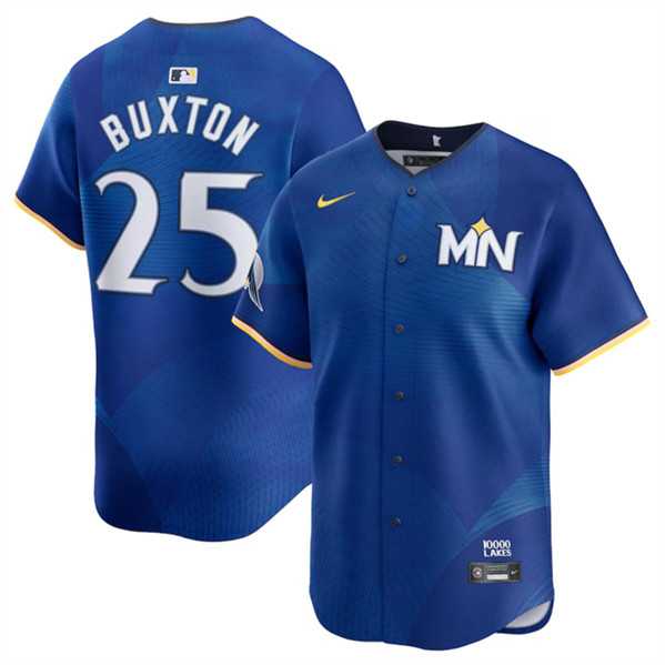 Mens Minnesota Twins #25 Byron Buxton Royal 2024 City Connect Limited Stitched Jersey Dzhi->minnesota twins->MLB Jersey